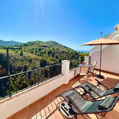 아파트 Axarquia , Frigiliana, Terraza Privada Con Vistas A La Montana Rio Y Al Mar